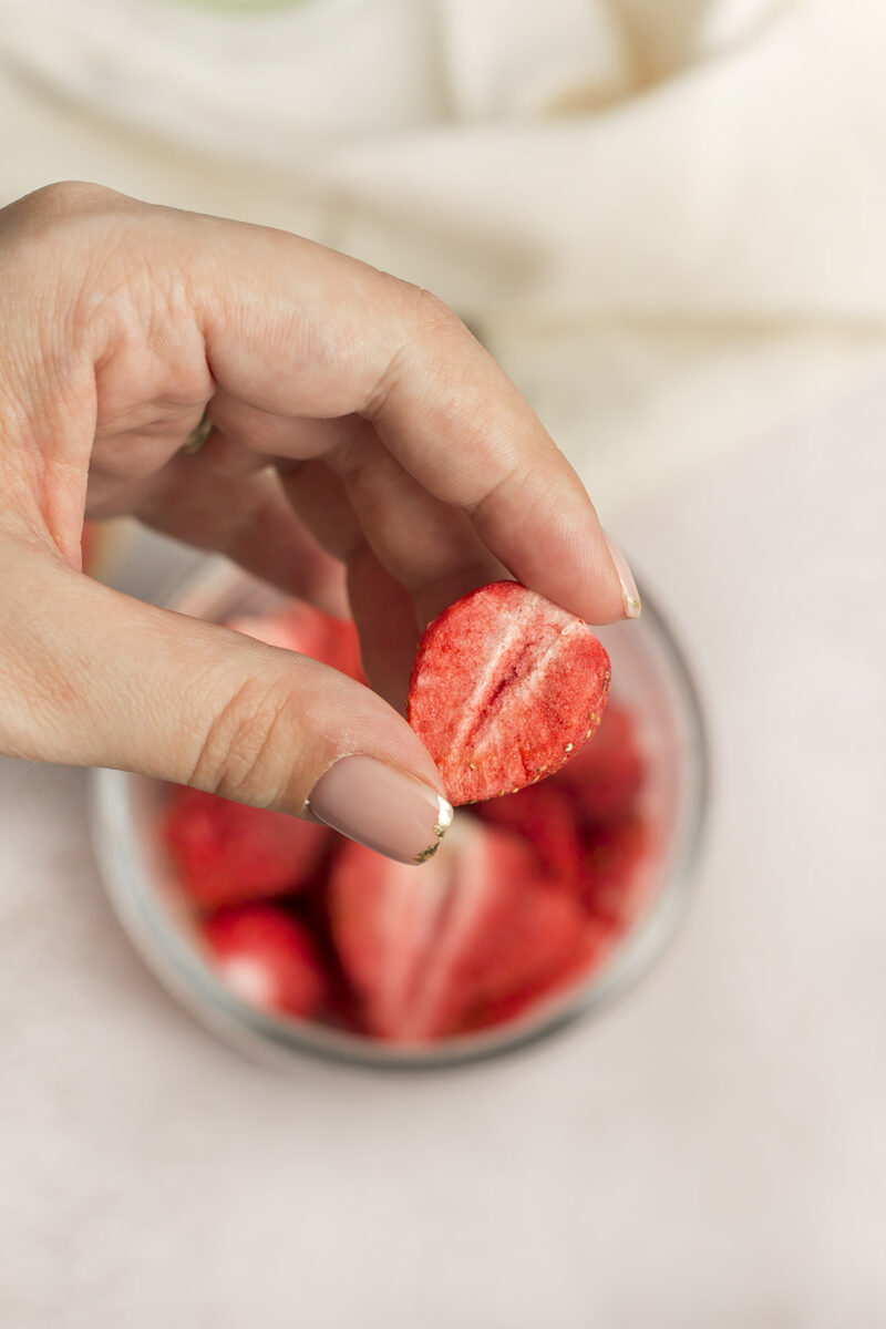 Gefriergetrocknet erdbeere hälften obst